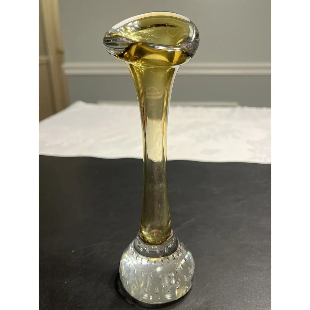 Vintage Yellow Jack in the Pulpit Bud Vase Aseda of Sweden 7.6”
